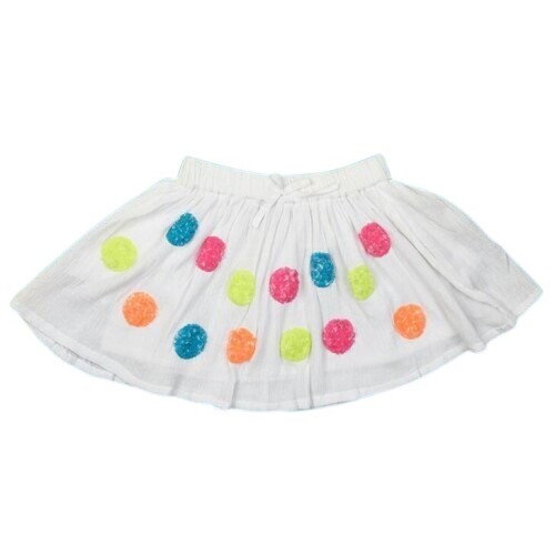 Washable Cotton White Dots Printed Kids Short Skirt