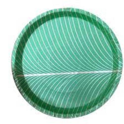 Good Quality And Attractive Use And Throw Disposable Green Colour Paper Plate, Pack Of 50