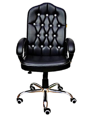 55 X 55 X 124 Centimeter Leather And Stainless Steel Modern Swivel Chair