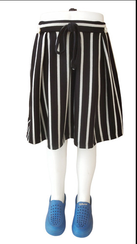 Knee Length Fashionable Girls Striped Cotton Skirt
