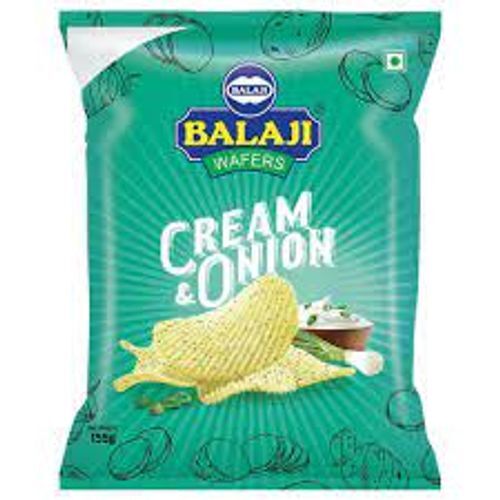 Most Popular Crispy And Crunchy Cream & Onion Flavor Balaji Potato Chips - 50g Pack, Air-fried Salted Potato Snack for Any Occasion
