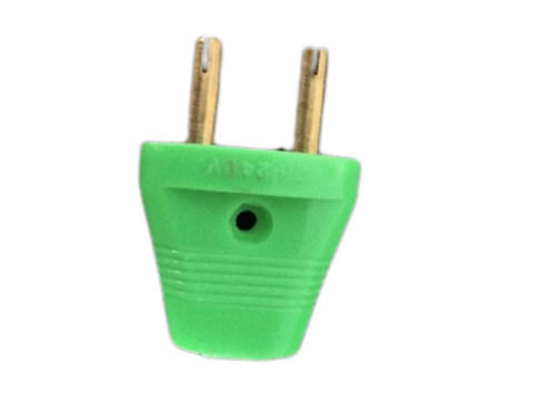Green Single Phase Plastic 2 Pin Plugs Power 2 Ampere Related Voltage 220 Volts