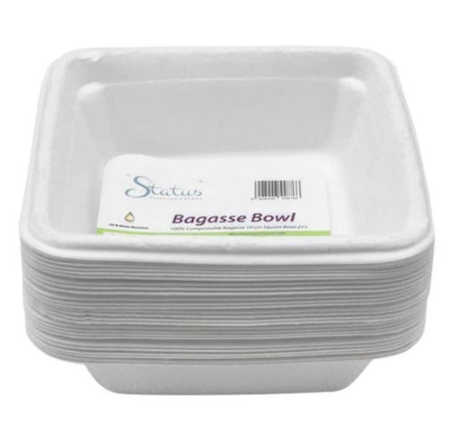 White Pack Of 25 Pieces, Square Eco Friendly Disposable Plain Bowls For Event And Party