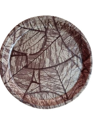 Silver Color Round Dried Leaf Paper Plates Plain For Parties