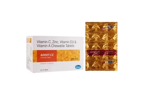 Vitamin C Zinc Vitamin D3 & Vitamin A Chewable Adivit-Cz Tablets,10x15 Tablets