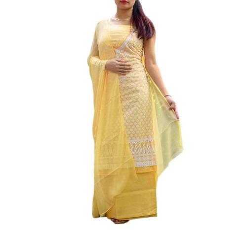 light lemon nice georgette contrast embroidery Work decent Indian salwar  suit - New India Fashion