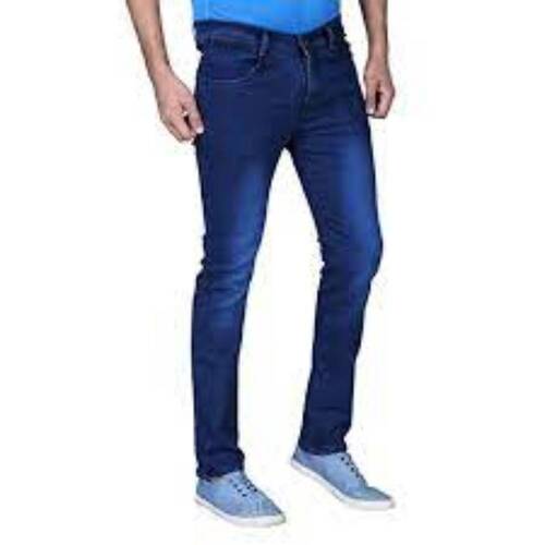 Breathable Athletic Fit Classic Styling Extreme Motion Five Pocket Style Dark Blue Mens Jeans 