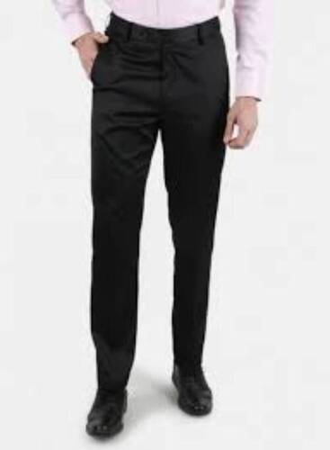 Washable Men'S Regular Cotton Office Wear Plain Comfortable High-Quality Black Trousers 