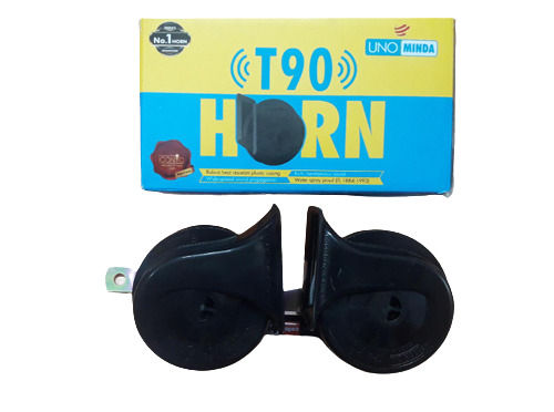 Pack Of 2 Piece Minda T 90 Black Horn, Plastic Material, 12 Voltage