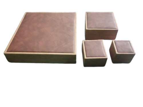 Different Sizes Square Dark And Light Brown Cardboard Jewellery Box