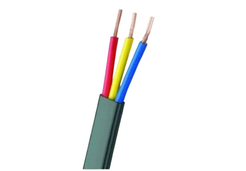 Kirloskar PVC Insulation Submersible Flat Cable - 100 m Length, Black, 3 Core Stranded Copper Conductor | UV & Moisture Resistant, Flexible for Outdoor Use