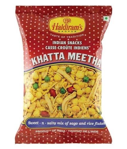 Yellow Crispy And Tasty Haldiram Khatta Meetha Namkeen, 50 Gram Pack Carbohydrate: 8 Percentage ( % )