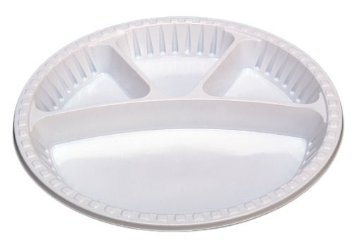 12 Inch White Plain 4 Compartments Plastic Disposable Plate For Event And Parties