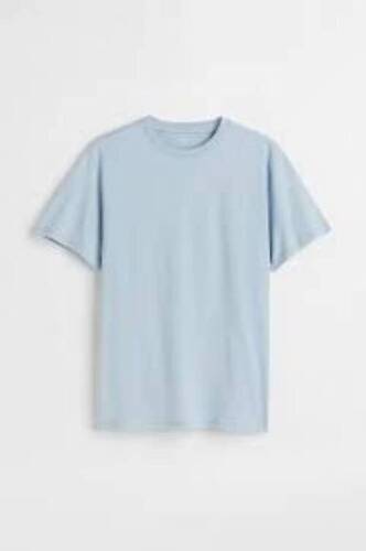 Light Blue Color Round Neck Cotton Short Sleeves Plain T-Shirts Age Group: 20-30