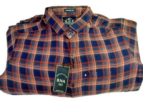 Checked Pattern Cotton Full Sleeves Casual Shirt - Classic Collar, Customized Logo | Comfortable Fit, Anti-UV, Quick Dry, Washable