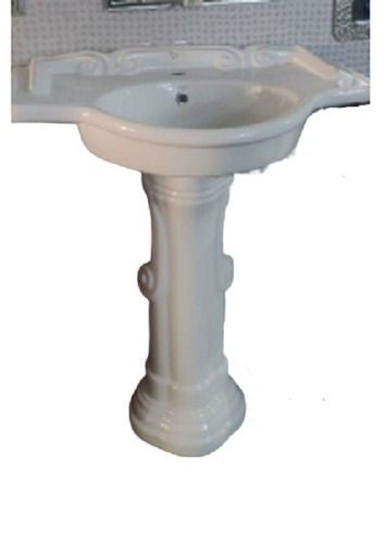 Long Lasting White Round Plain Ceramic Pedestal Wash Basin For Bathroom Purpose Size: 63 Cm X 45 Cm