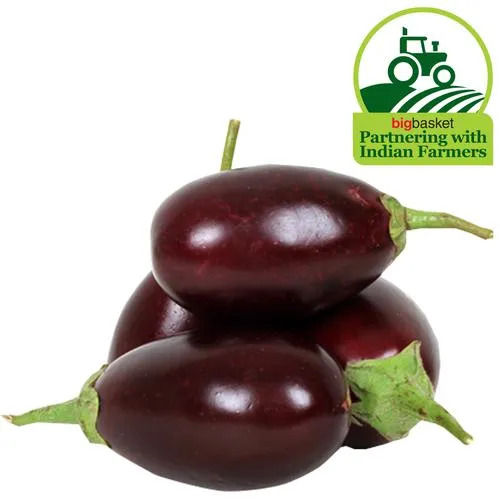 Natural Fresh Good For Health Pesticide Easy To Digest Round Shape Brinjal 