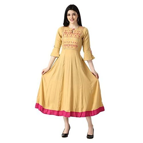 Soft Styles Fashion Cotton Rayon Long Kurti With Palazzo 