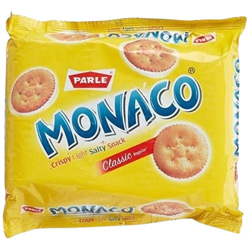 Low-Salt Round Crispy And Light Salty Parle Monaco Biscuits, Packaging Size 69.5 Gram