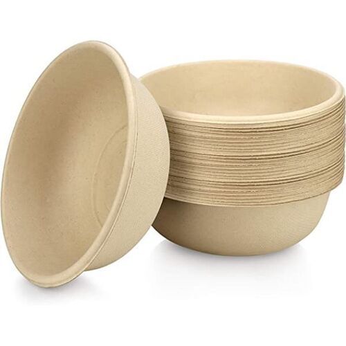 Light Brown Biodegradable Round Shape Microwave-Safe Eco-Friendly Disposable Bowls