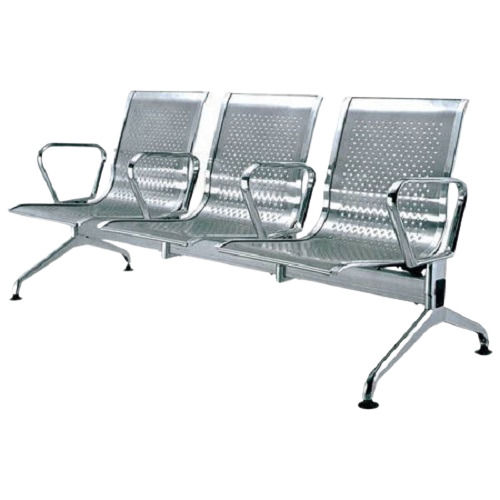 Material Metal Silver 3 Seater Waiting Area Chair For Office And Outdoor Use