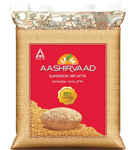 Nature Fresh Chakki Atta Aashirwad Wheat Flour, For Chapatis, Weight 5Kg Capacity: 1 Kg/Day