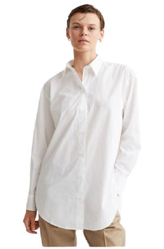 Full Sleeves Casual Wear Soft Hypoallergenic Plain Cotton Shirt For Ladies