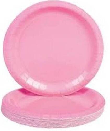 Round Printed Pink Party Paper Disposable Plates 12 Inch, Pack Of 100