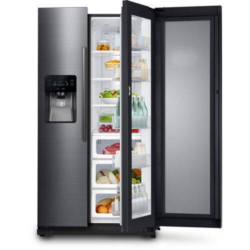 Led Display Panel Side-By-Side Door Samsung Refrigerator (Light Grey Steel Finish), 255 Liter