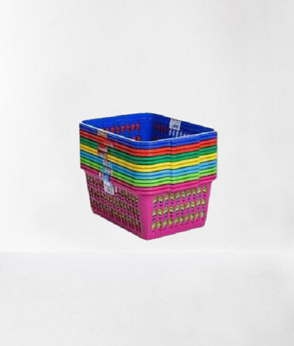 Multicolored Strong And Long-Lasting Lightweighted Rectangular Plastic Basket Size: Standard