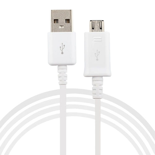 2.4 Ampere 1 Meter Long Type-A USB Data Cable - Plastic and Rubber, White | Durable, Flexible, Ideal for File Transfer and Charging