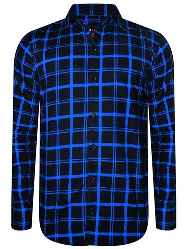 Blue Summer Season Full Sleeves Breathable Comfort Cotton Casual Checked Shirt