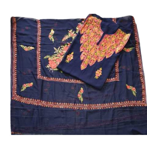 Ladies Kashmiri Embroidery Ariwork Salwar Suit - Color: Navy Blue