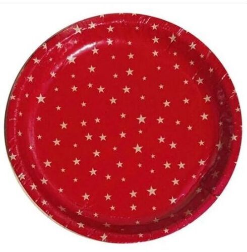 Disposable Round Printed 13 Inch Red Paper Buffet Plate