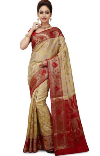 Comfortable Casual Wear Printed Zari Work Banarasi Soft Silk Saree For Women 