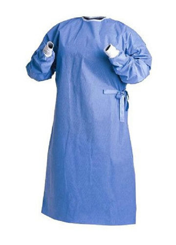 Sky Blue 4.5 Foot Long Non Woven Eco Friendly Disposable Sterilized Cotton Surgical Gowns