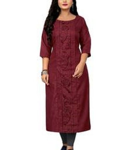 Ladies Comfortable Skin Friendly Breathable Cotton Straight Fancy Kurti 