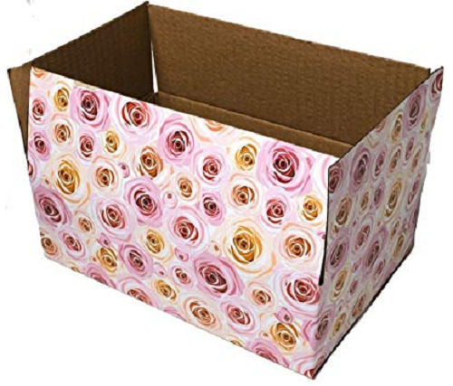 Multicolor Durable And Rectangular Kraft Paper Floral Printed Corrugated Box