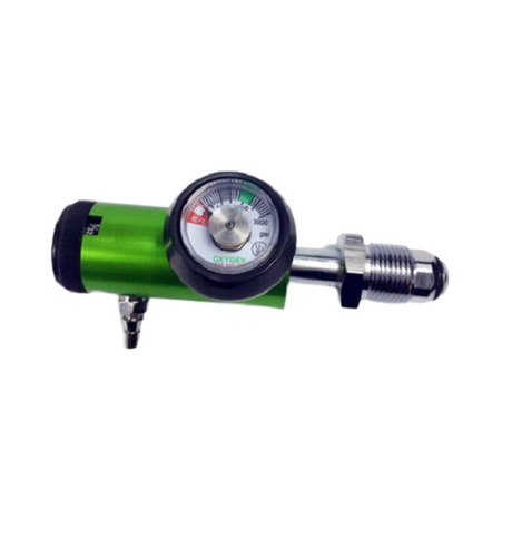 Portable Pure Aluminum Medical Oxygen Regulator - 11x6.35x3.18 cm, Lightweight 300 Grams with High-Strength Composite Materials and Green/Silver Color Code