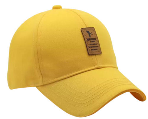 Yellow Comfortable And Lightweight Breathable Fashionable Plain Cotton Cap