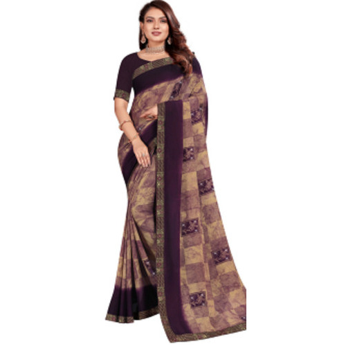 Designer Light Purple Printed Bell Bottom Fancy Pure Cotton Saree