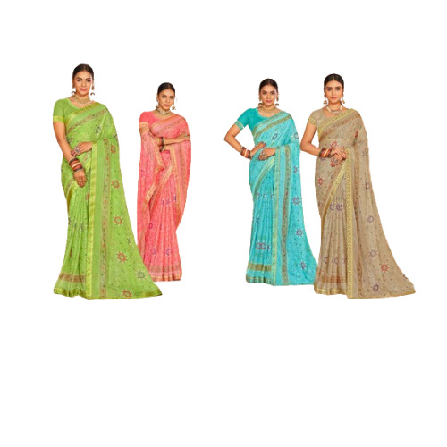 Multicolor Festival Wear Embroidered Work Pure Cotton Fancy Saree