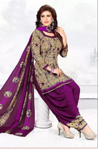 Indian Purple And Grey Floral Print Cotton Salwar Suits For Ladies Party Wear 