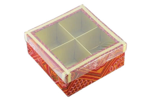 8x8 Inch Printed Cover 4 Compartment Sweet And Gift Packaging Box