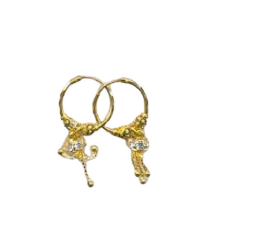 Golden Gemstones Ladies Designer Gold Earrings For Party Wear