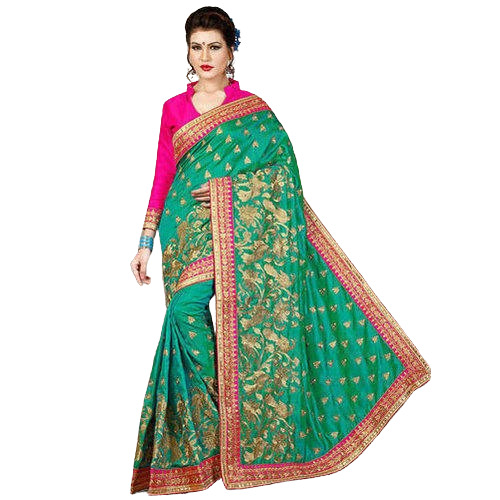 Cotton Saree - Light-Weight Floral Design in Green | Perfect for Daily Wear and Special Occasions