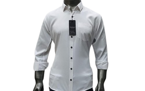 White Color Plain Pattern Poplin Fabric Cotton Men Shirt For Casual Wear