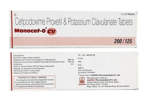 Cefpodoxime Proxetil And Potassium Clavulanate Tablets, 1 X 10 Tablets Grade: Medical Grade