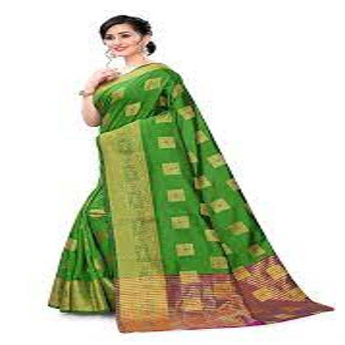 Dark Green Elegant Look Printed Cotton Silk Saree