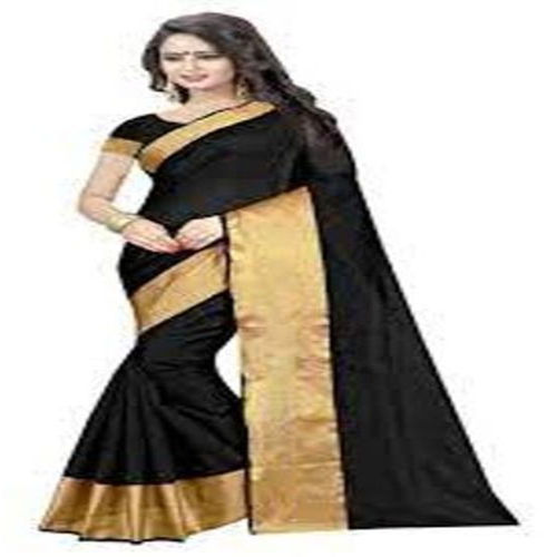 Casual Eye Catching Look Black Cotton Silk Saree